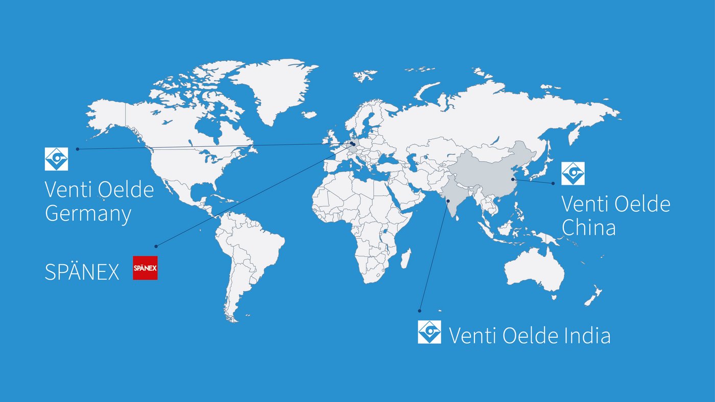 [Translate to Chinesisch:] Karte mit allen Standorten der Venti Oelde Group.