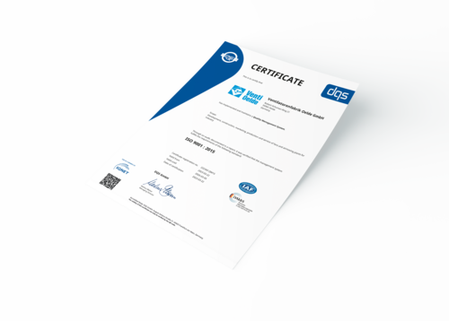 [Translate to Chinesisch:] Certificate DIN EN ISO 9001 : 2015 – Quality Management System
